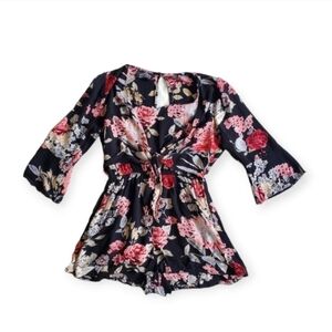 Black Floral Romper Short Jumpsuit